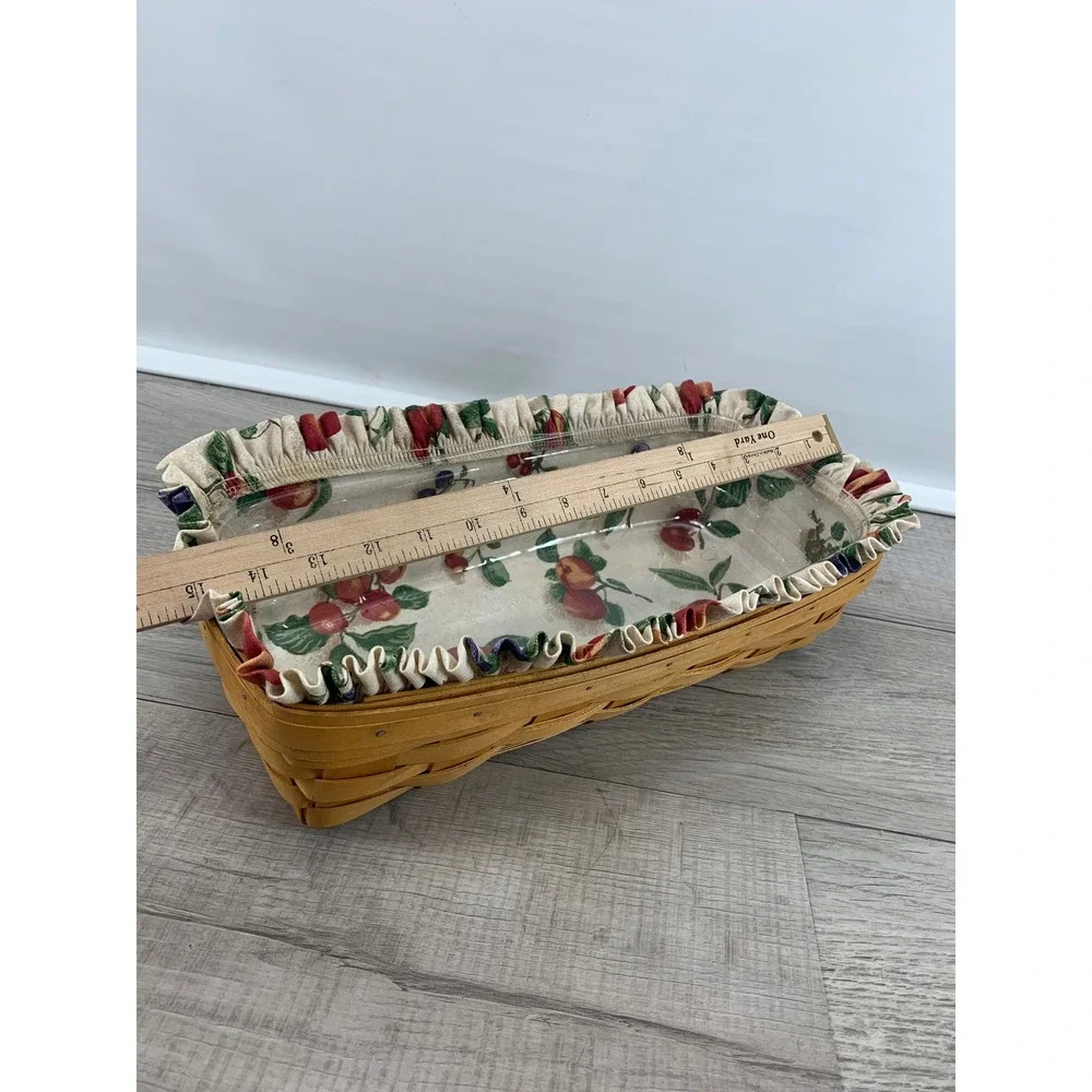 Longaberger 1998 Cracker Basket Orchard Park Fruit Liner Plastic Protector 12in